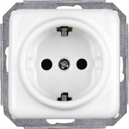 Elhard - Interruptor retro cerâmico unipolar č. 1 e tomada SCHUKO 230V com moldura branca