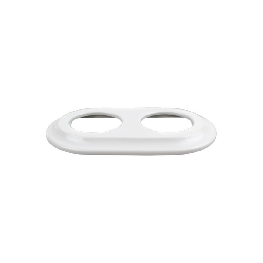 Elhard - Interruptor retro de cerâmica n.º 1 e tomada 230V com moldura SCHUKO, branco