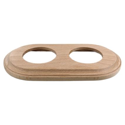 Elhard - Interruptor retro duplo de cerâmica com moldura č. 1 branco/madeira clara