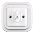 Elhard - Interruptor rotativo de cerâmica estilo retro com moldura nº 1/0, branco