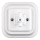 Elhard - Interruptor rotativo de cerâmica estilo retro com moldura nº 1/0, branco