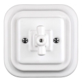 Elhard - Interruptor rotativo retro em cerâmica para escadas com moldura n.º 6, branco
