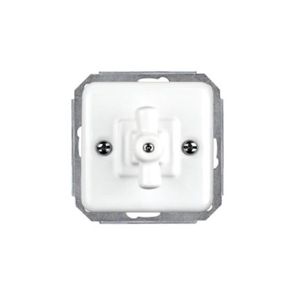 Elhard - Interruptor rotativo retro em cerâmica para escadas com moldura n.º 6, branco
