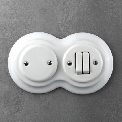 Elhard - Moldura retro dupla em cerâmica branca
