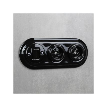 Elhard - Moldura retro em cerâmica tripla preta
