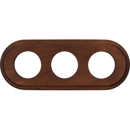 Elhard - Tomada doméstica retro tripla de cerâmica com moldura 230V preto/madeira escura