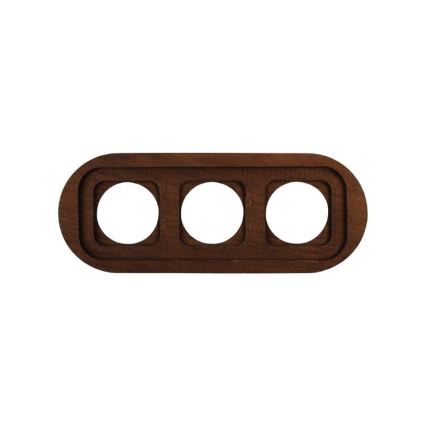 Elhard - Tomada doméstica retro tripla de cerâmica com moldura 230V preto/madeira escura