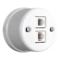 Elhard - Tomada de dados retro em cerâmica 2x RJ45, branca