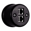 Elhard - Tomada de dados retro em cerâmica de parede 2x RJ45, preta