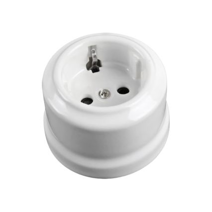 Elhard - Tomada de parede dupla em cerâmica estilo retro com moldura SCHUKO 230V branca