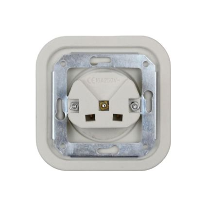 Elhard - Tomada de parede retrô em cerâmica com moldura SCHUKO 230V, branca
