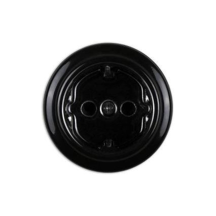 Elhard - Tomada de parede retro em cerâmica para uso doméstico com moldura 230V preta