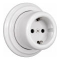 Elhard - Tomada de parede retrô em cerâmica para uso doméstico, com moldura SCHUKO 230V, branca
