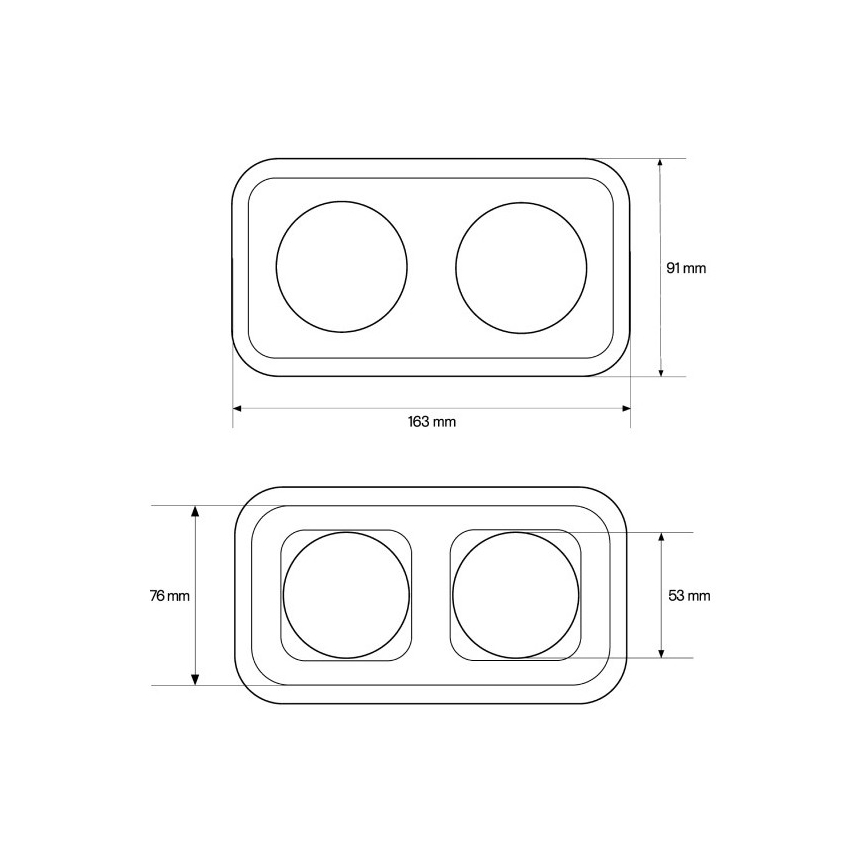 Elhard - Tomada doméstica dupla retro em cerâmica com moldura SCHUKO 230V preta