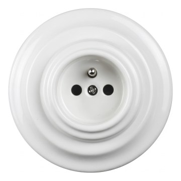 Elhard - Tomada doméstica retro de cerâmica com moldura 230V branca