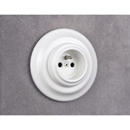 Elhard - Tomada doméstica retro de cerâmica com moldura 230V branca