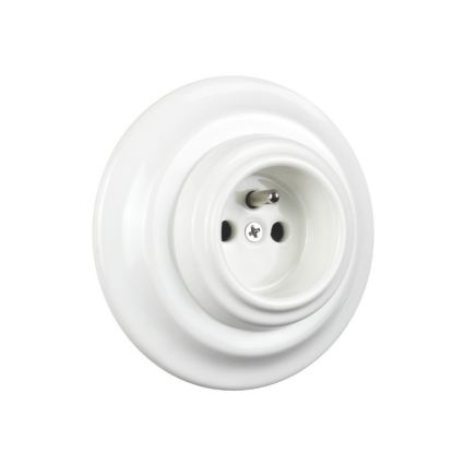 Elhard - Tomada doméstica retro de cerâmica com moldura 230V branca