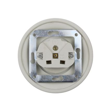 Elhard - Tomada doméstica retro de cerâmica com moldura 230V branca