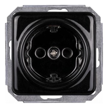 Elhard - Tomada doméstica retro de cerâmica sem moldura SCHUKO 230V preta