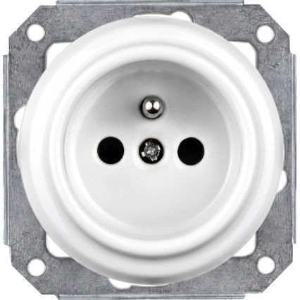Elhard - Tomada doméstica retro de cerâmica tripla com moldura 230V branca