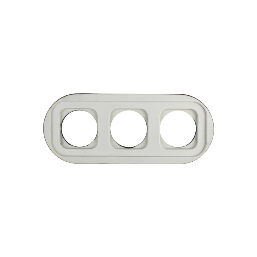 Elhard - Tomada doméstica retro de cerâmica tripla com moldura 230V branca