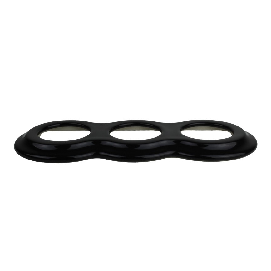 Elhard - Tomada doméstica retro de cerâmica tripla com moldura 230V preta