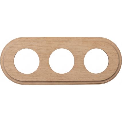 Elhard - Tomada doméstica retro tripla em cerâmica com moldura SCHUKO 230V preto/madeira clara