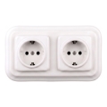 Elhard - Tomada doméstica retro dupla em cerâmica com moldura SCHUKO 230V branca