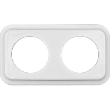 Elhard - Tomada doméstica retro dupla em cerâmica com moldura SCHUKO 230V branca