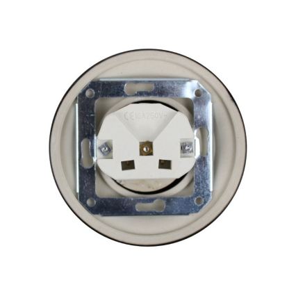 Elhard - Tomada doméstica retro em cerâmica com moldura SCHUKO 230V preta