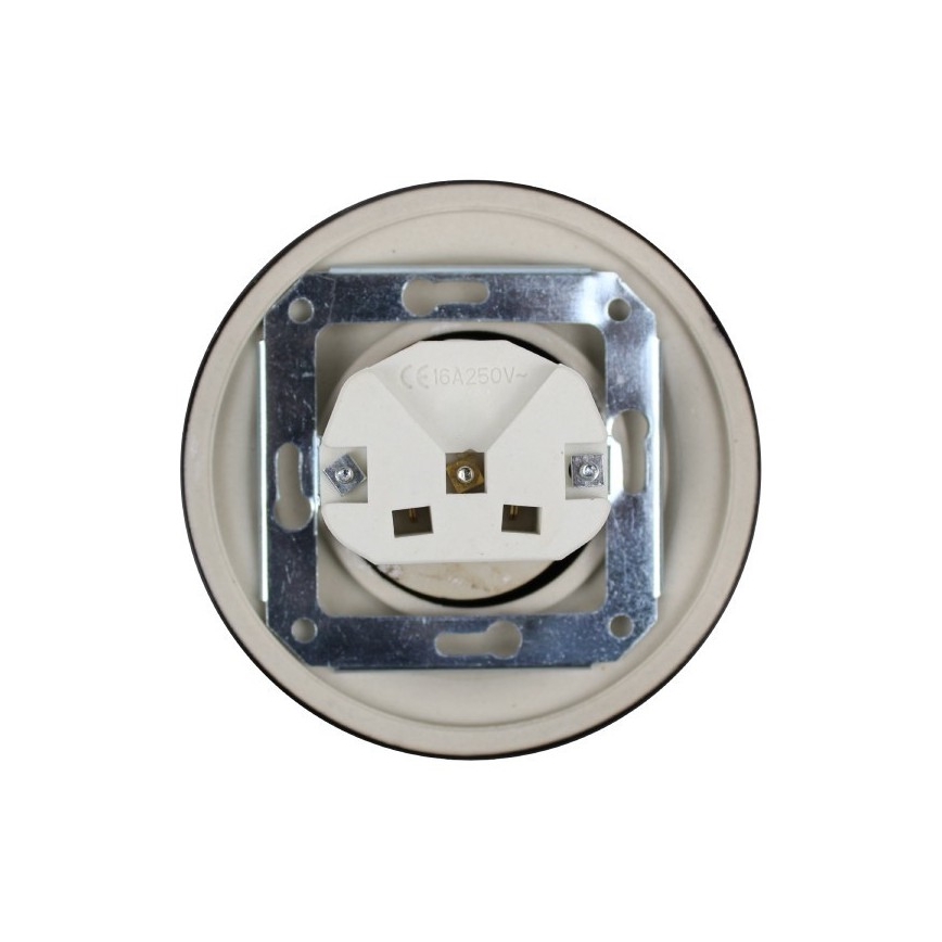 Elhard - Tomada doméstica retro em cerâmica com moldura SCHUKO 230V preta