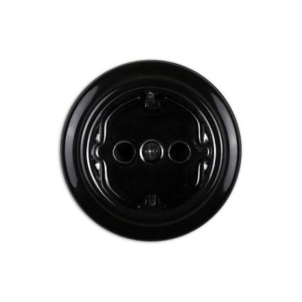 Elhard - Tomada doméstica retro em cerâmica SCHUKO 230V preta