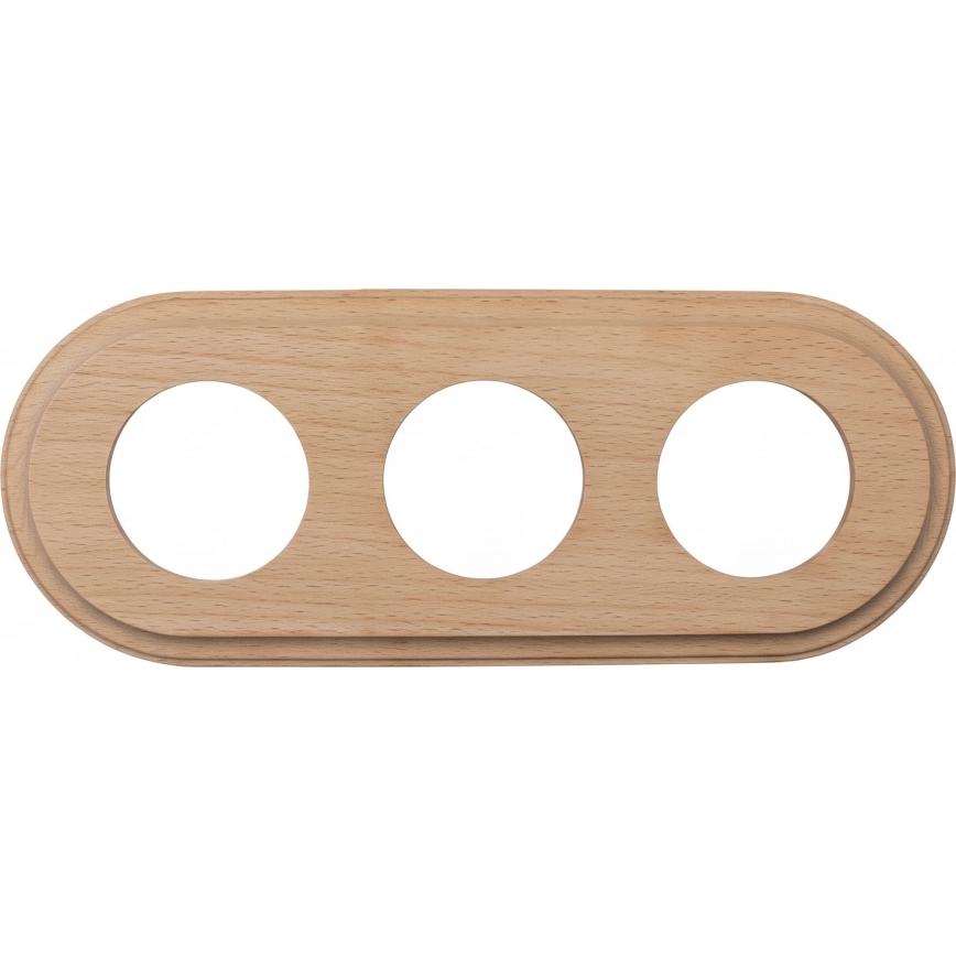 Elhard - Tomada retro tripla em cerâmica para uso doméstico com moldura 230V branco/madeira clara