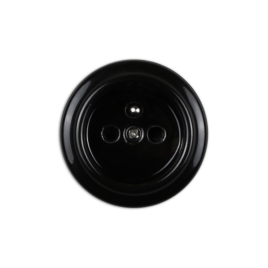Elhard - Tomada dupla de parede em cerâmica, estilo retro, para uso doméstico com moldura, 230 V, preta
