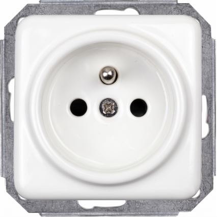 Elhard - Tomada dupla em cerâmica de estilo retro para uso doméstico com moldura, 230V, branca