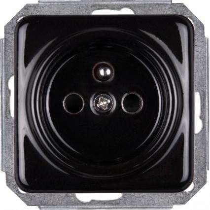 Elhard - Tomada dupla retro em cerâmica para uso doméstico com moldura 230V preta