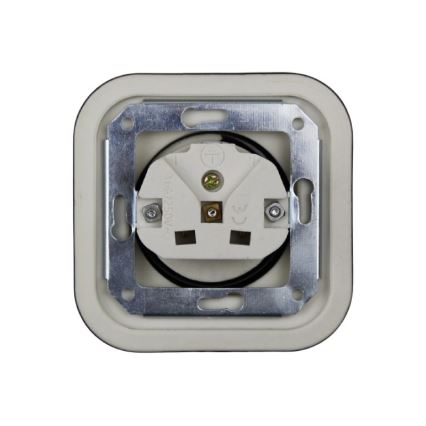 Elhard - Tomada dupla retro em cerâmica para uso doméstico com moldura 230V preta