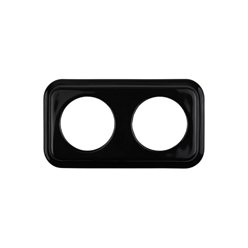 Elhard - Tomada dupla retro em cerâmica para uso doméstico com moldura 230V preta