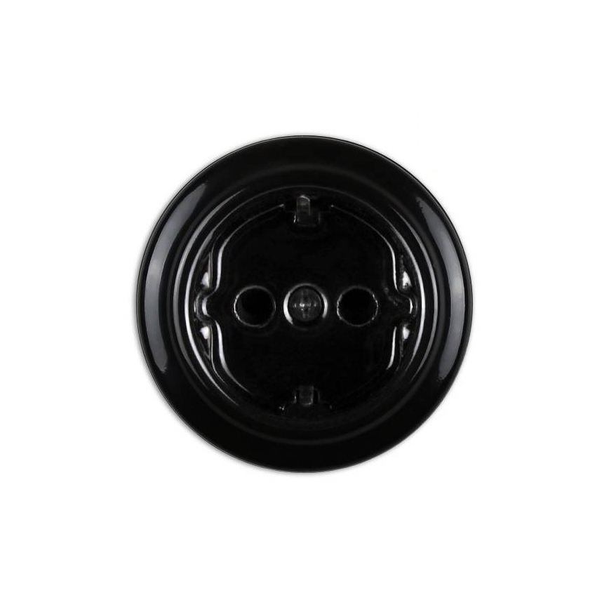 Elhard - Tomada mural retro em cerâmica para uso doméstico com moldura SCHUKO 230 V, preta