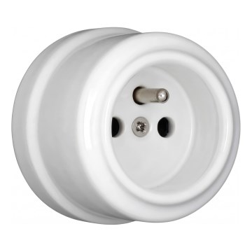 Elhard - Tomada retro de cerâmica para uso doméstico 230V branca