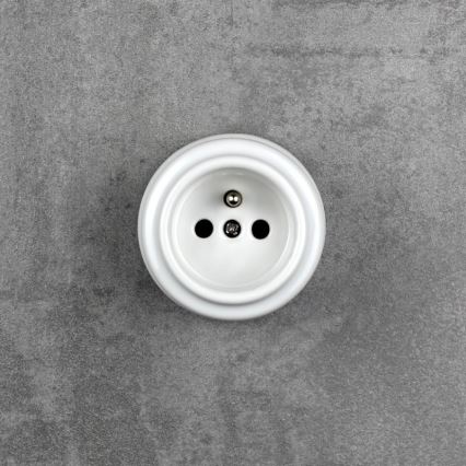 Elhard - Tomada retro de cerâmica para uso doméstico 230V branca