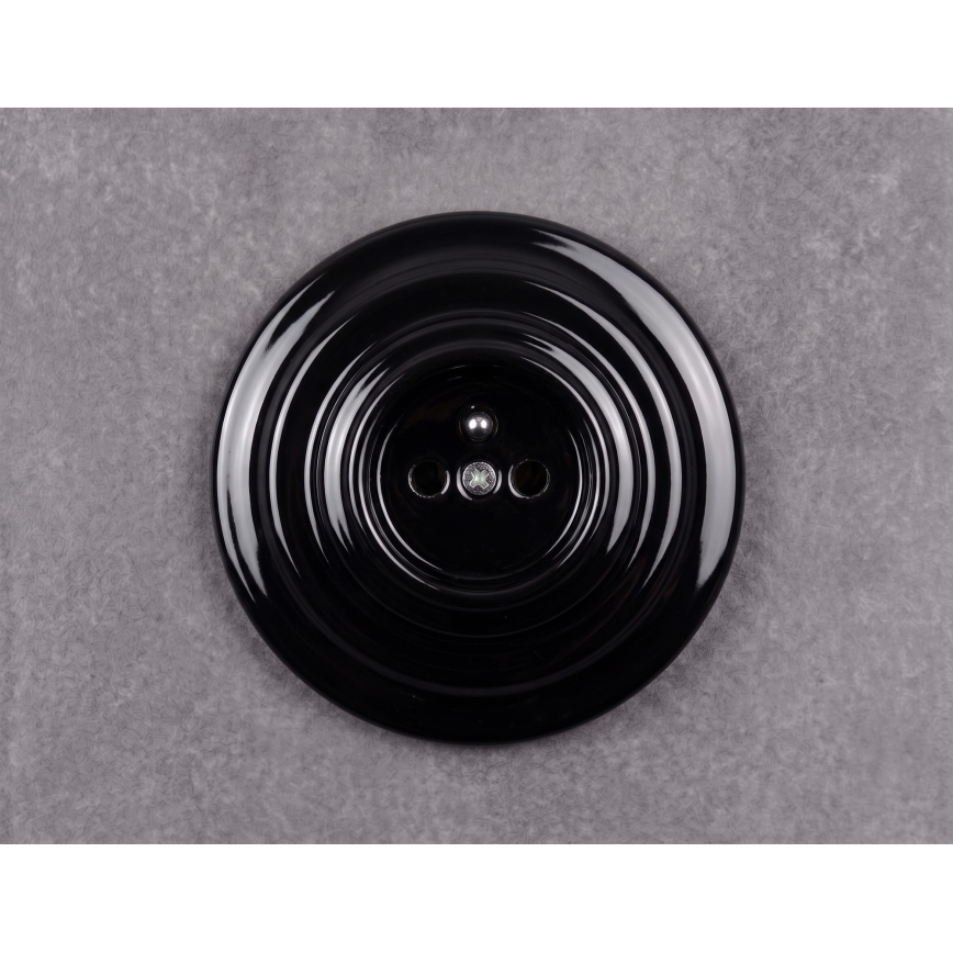 Elhard - Tomada retro de cerâmica para uso doméstico com moldura 230V preta
