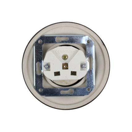 Elhard - Tomada retro de cerâmica para uso doméstico com moldura 230V preta