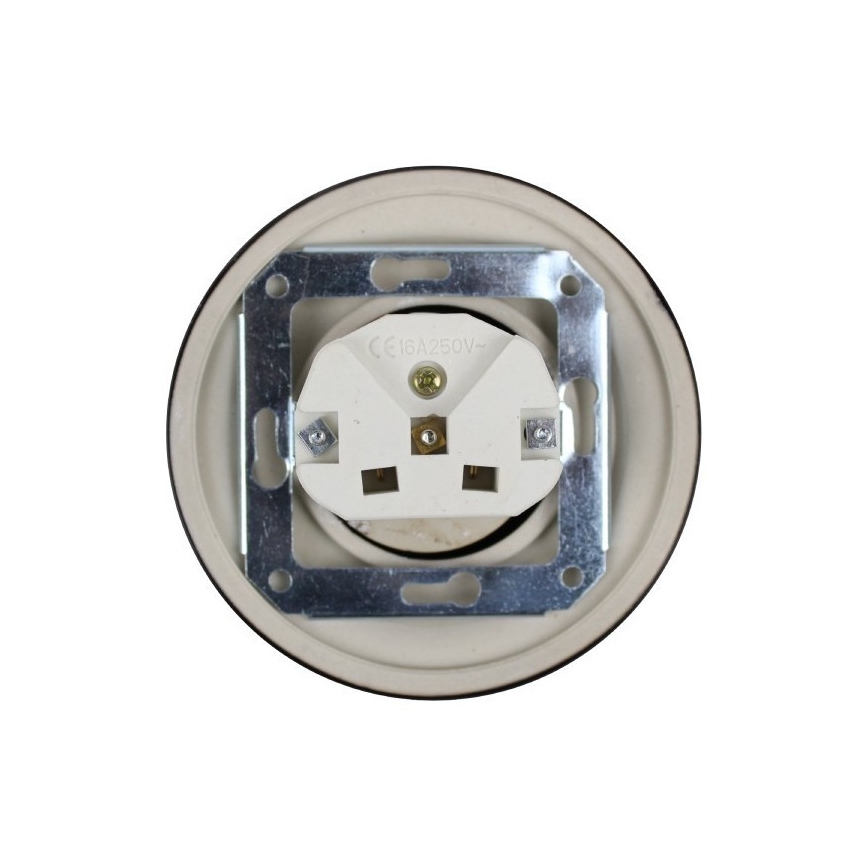 Elhard - Tomada retro de cerâmica para uso doméstico com moldura 230V preta