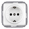 Elhard - Tomada retro de cerâmica para uso doméstico SCHUKO 230V, sem moldura, branca