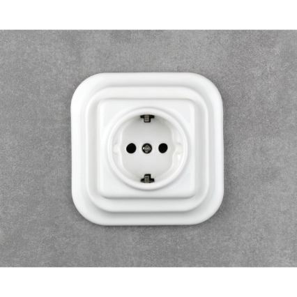 Elhard - Tomada retro de cerâmica para uso doméstico SCHUKO 230V, sem moldura, branca
