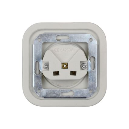 Elhard - Tomada retro de cerâmica para uso doméstico SCHUKO 230V, sem moldura, branca