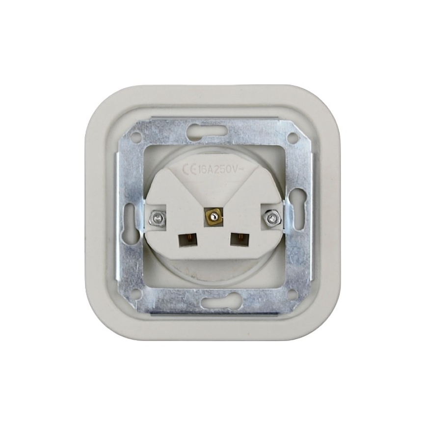 Elhard - Tomada retro de cerâmica para uso doméstico SCHUKO 230V, sem moldura, branca