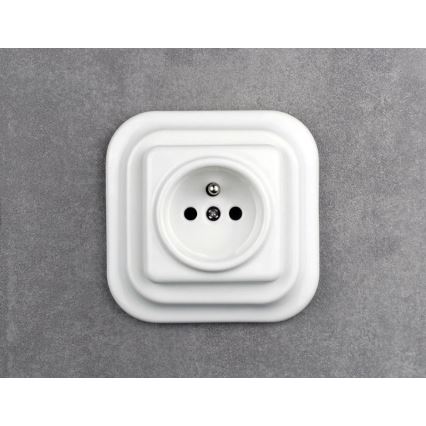 Elhard - Tomada retro em cerâmica para uso doméstico com moldura 230V branca