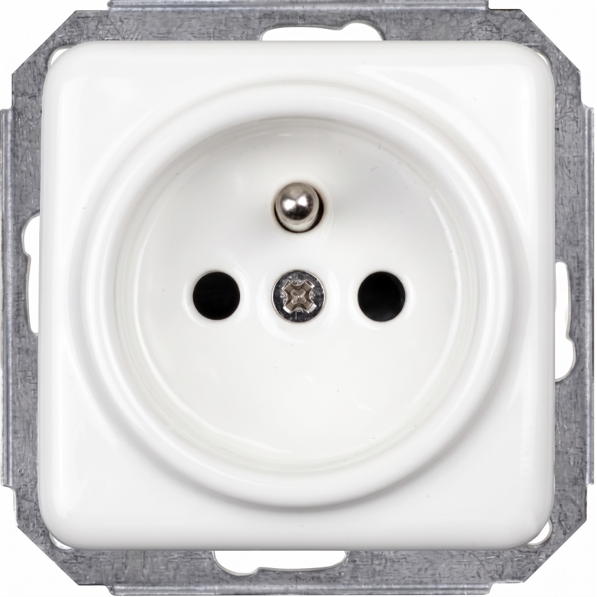 Elhard - Tomada retro em cerâmica para uso doméstico com moldura 230V branca